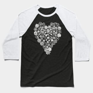 White Floral Heart of Flowers Mothers Day Baseball T-Shirt